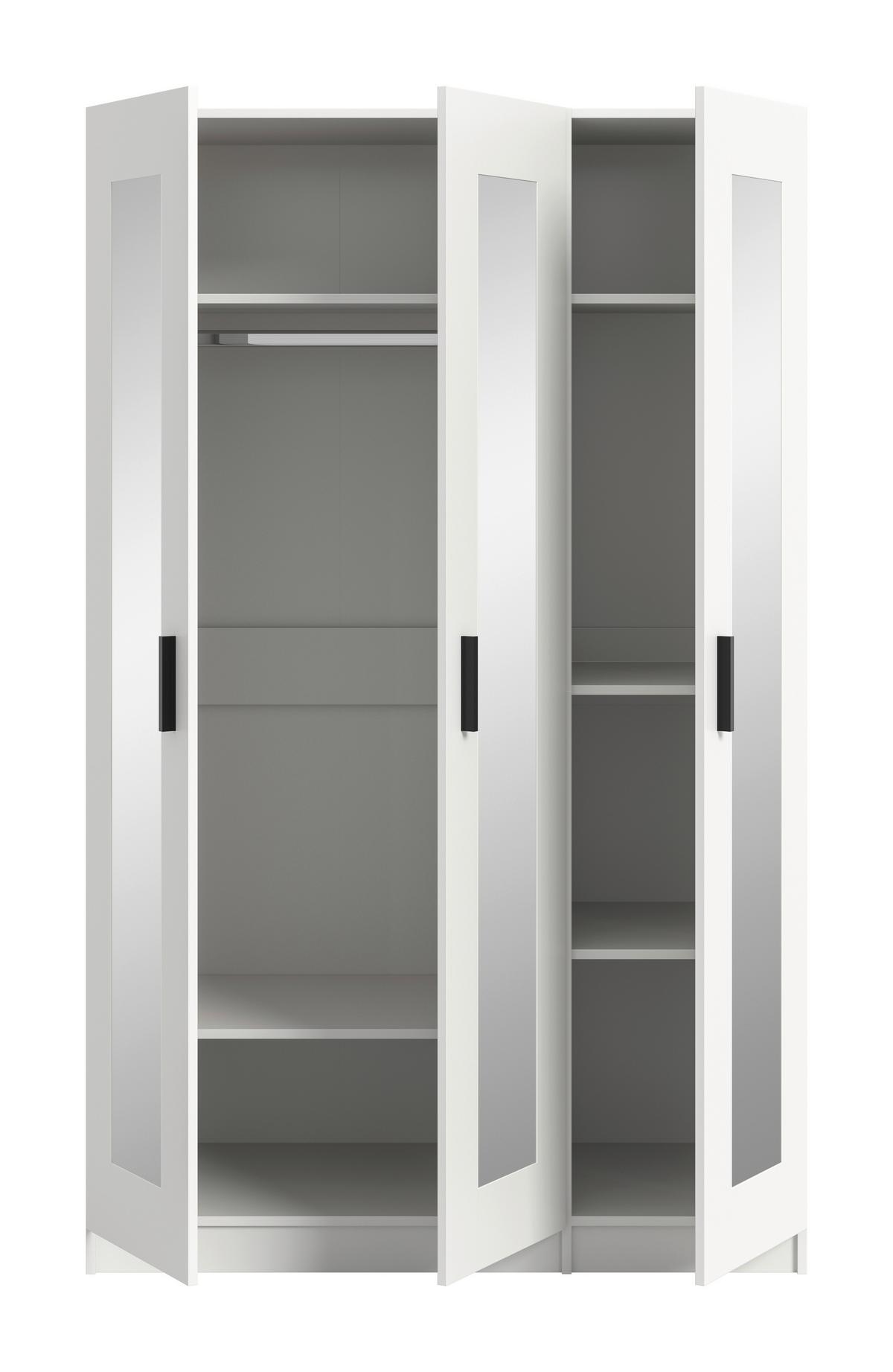 Drehtürenschrank Visby Weiß - Schwarz/Weiß, ROMANTIK / LANDHAUS, Holzwerkstoff/Kunststoff (120/195/56cm) - Livetastic