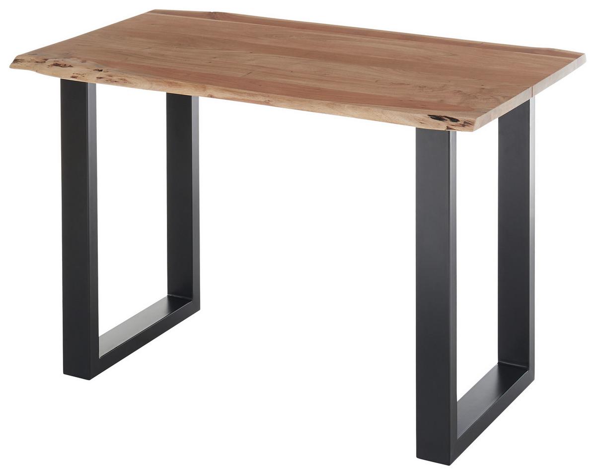 Schreibtisch in Schwarz/Akaziefarben - Schwarz/Akaziefarben, Natur, Holz/Metall (120/75/65cm) - Premium Living