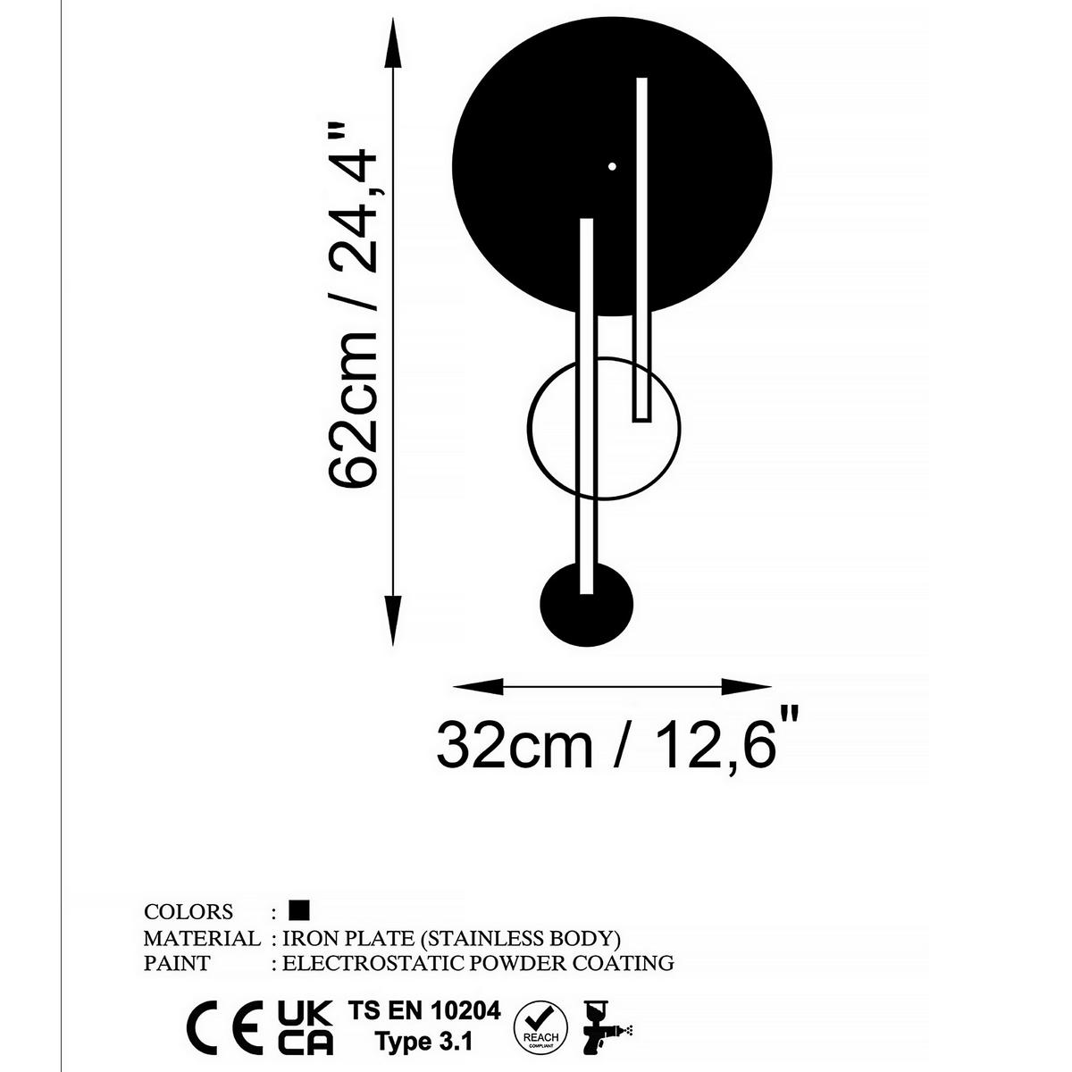 ZEGAR ŚCIENNY FULL EMPTY - czarny, Lifestyle, metal (32/62/3cm)