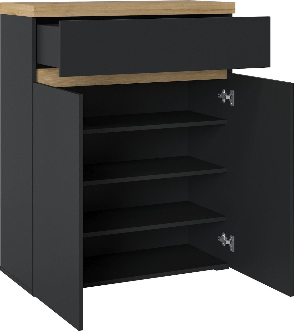 Komoda Pepe - hrast Artisan/antracit, Trend, drvni materijal/plastika (85/106/37cm) - Modern Living