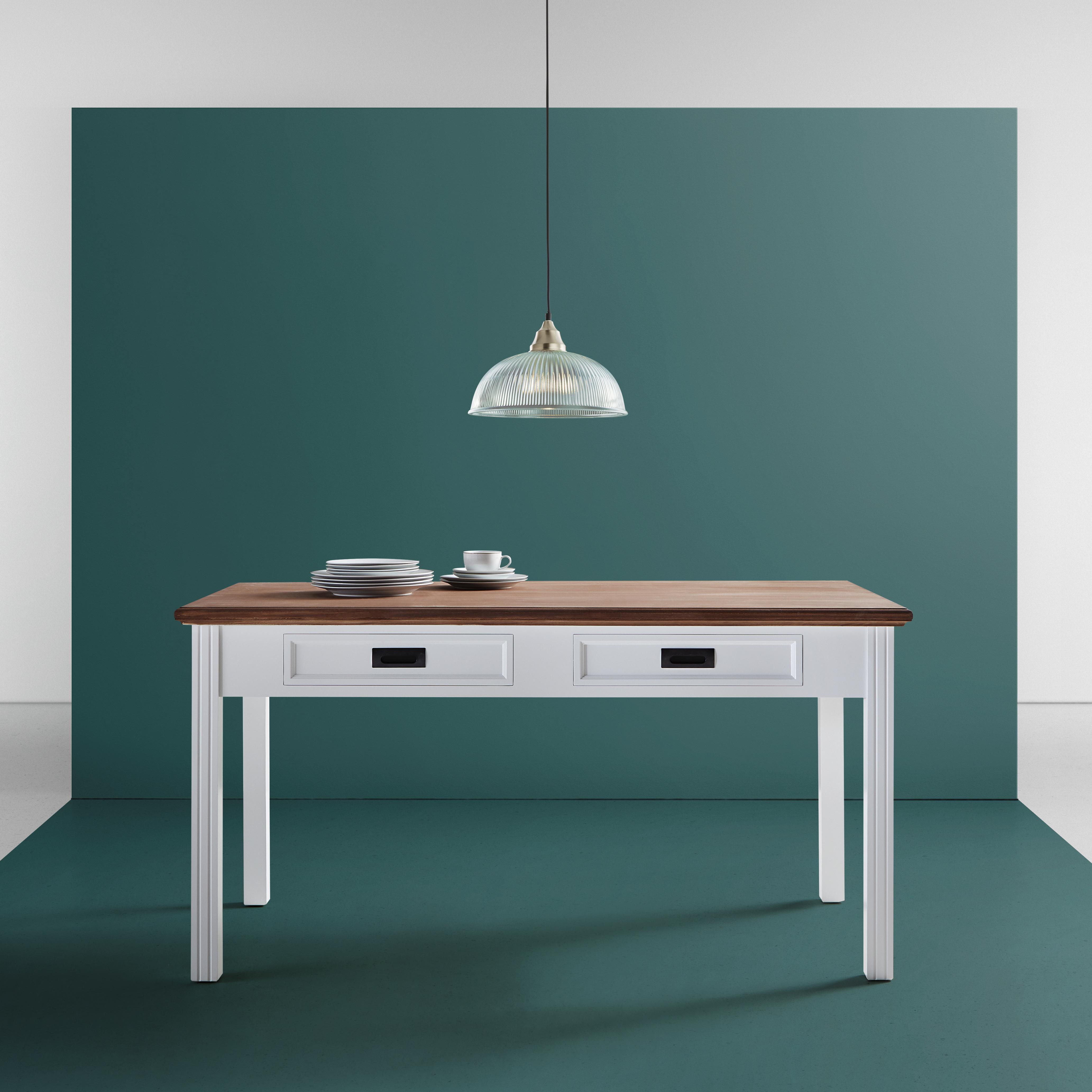 Esstisch in Weiß/Kieferfarben ca.150x80cm 'Melanie' - Weiß/Kieferfarben, MODERN, Holz (150/80/80cm) - Bessagi Home