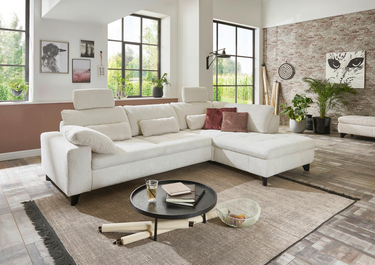 ECKSOFA LANDO - Schwarz/Grau, Modern, Textil/Metall (289/197cm) - Premium Living