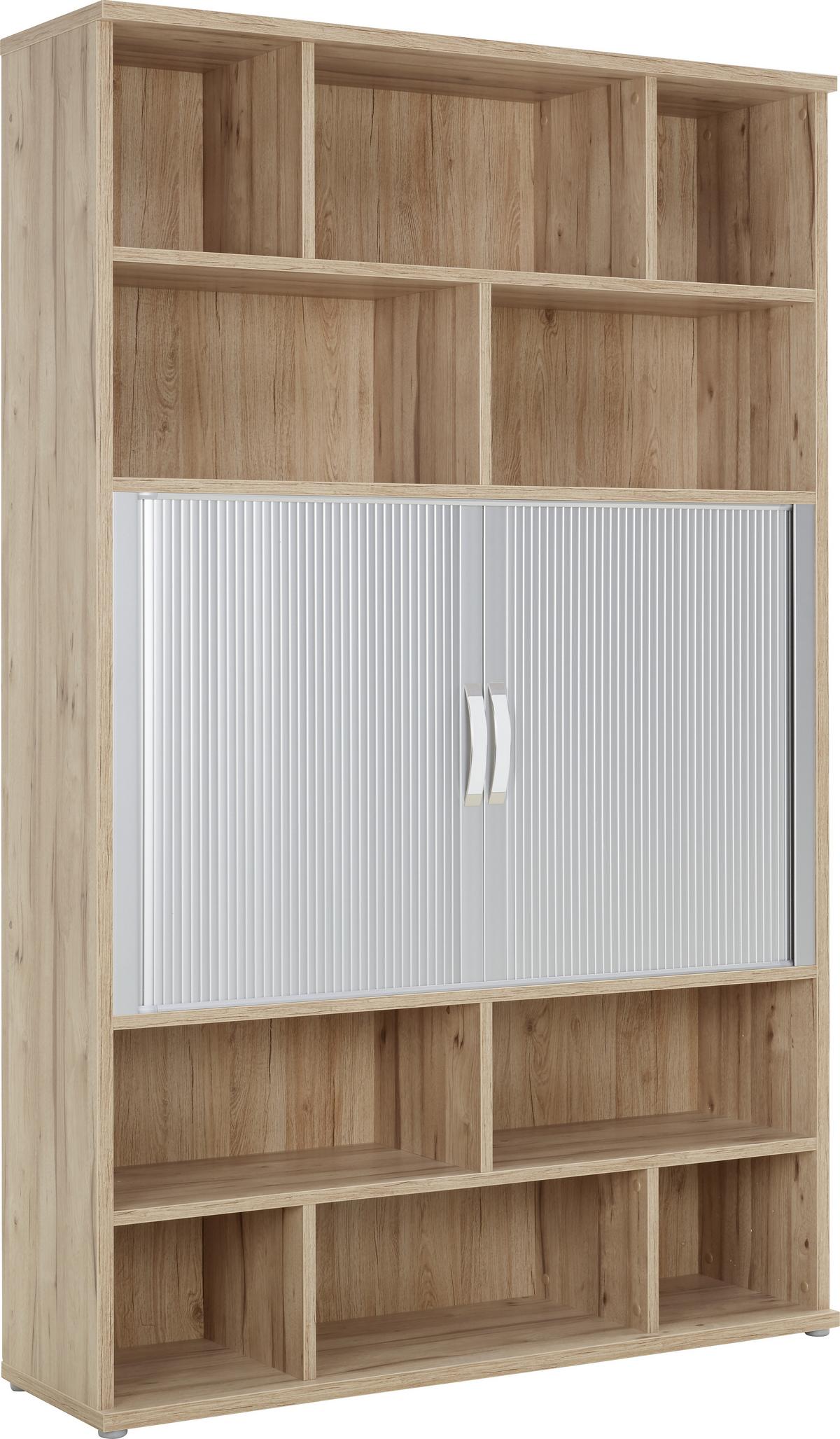 Kombinacija Regalov Ducato - barve nerjavečega jekla/barve hrasta, Moderno, kovina/umetna masa (140/217/40cm) - Premium Living