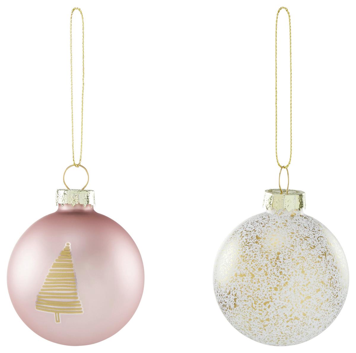 Christbaumkugel Noella in diversen Designs - Pink/Weiß, Glas/Metall (6cm) - Modern Living