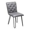 Stuhl "Ivie", Lederlook, grau, Gepolstert - Schwarz/Grau, MODERN, Holz/Textil (43/86/62cm) - Bessagi Home