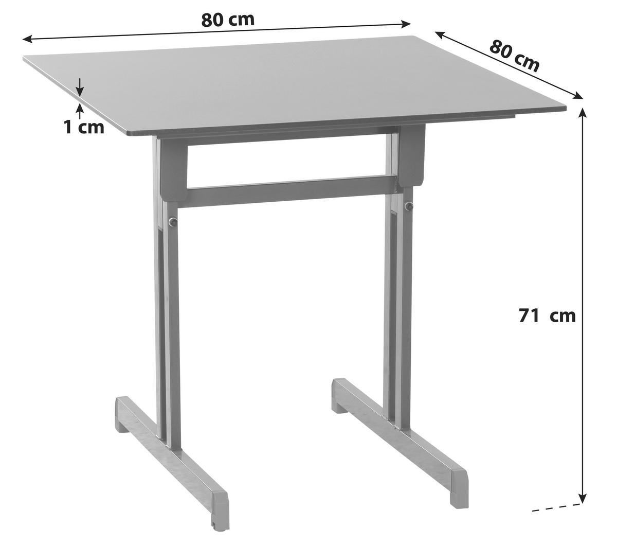 Gartentisch Anthrazit klappbar ca. 80x80x71cm - Anthrazit, MODERN, Holzwerkstoff/Metall (80/80/71cm) - Gardenson