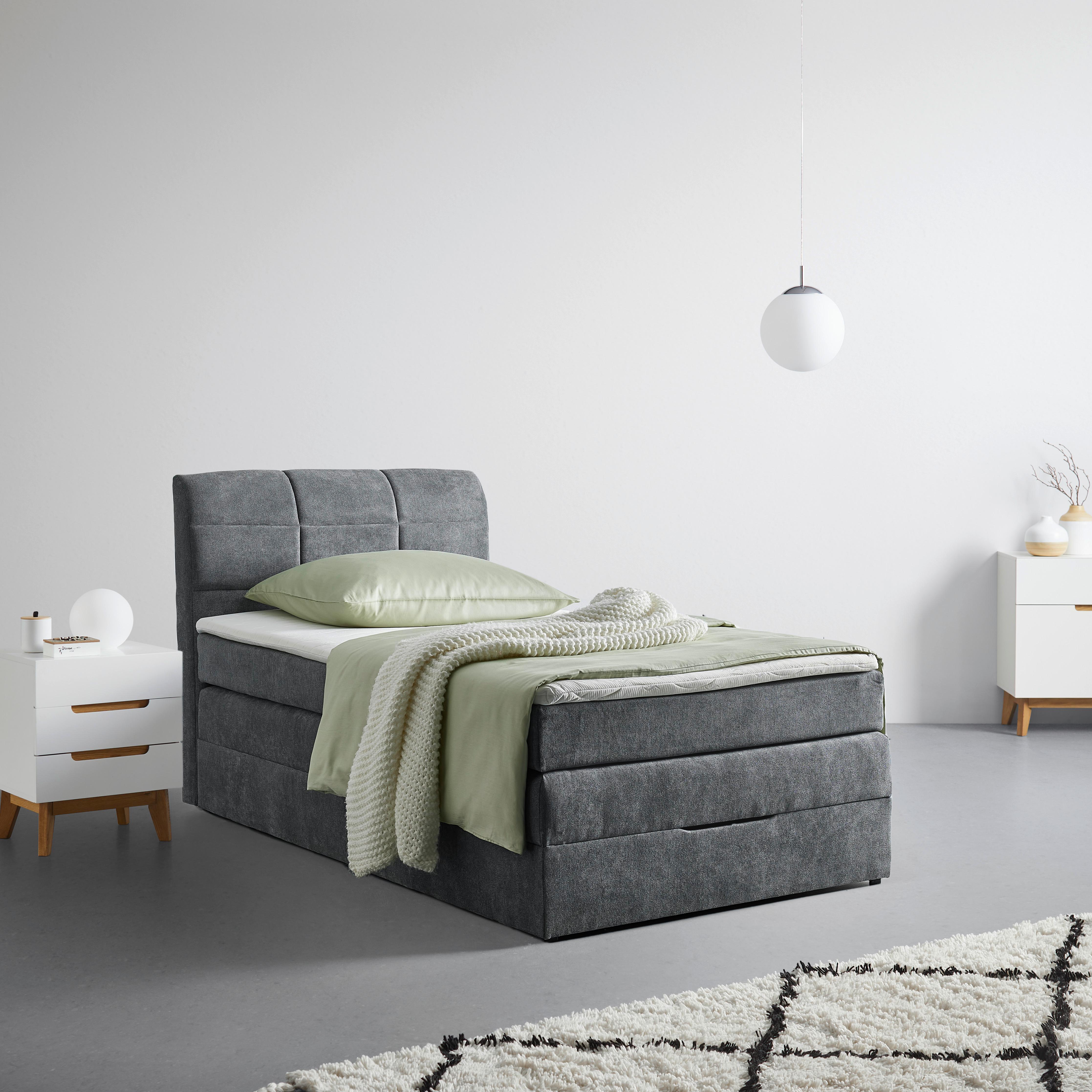 Boxspring Krevet Runner - tamnosiva/crna, Konvencionalno, tekstil/drvo (120/200cm) - Mömax
