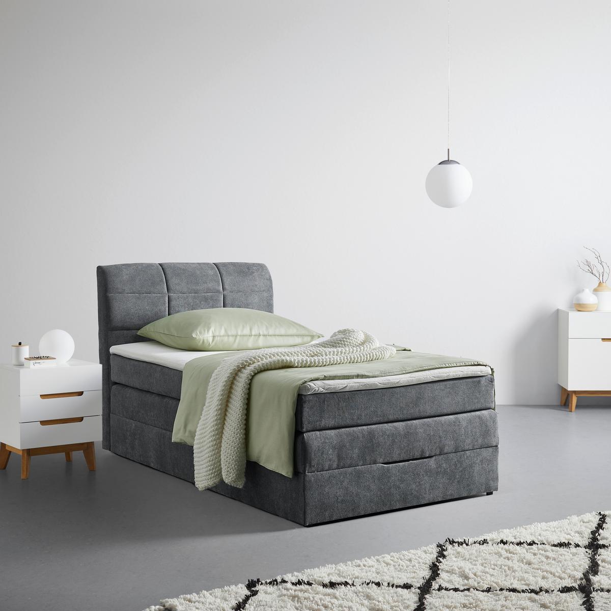 Postelja Boxspring Runner Siva, 120x200 - temno siva/črna, Konvencionalno, tekstil/les (120/200cm) - Mömax