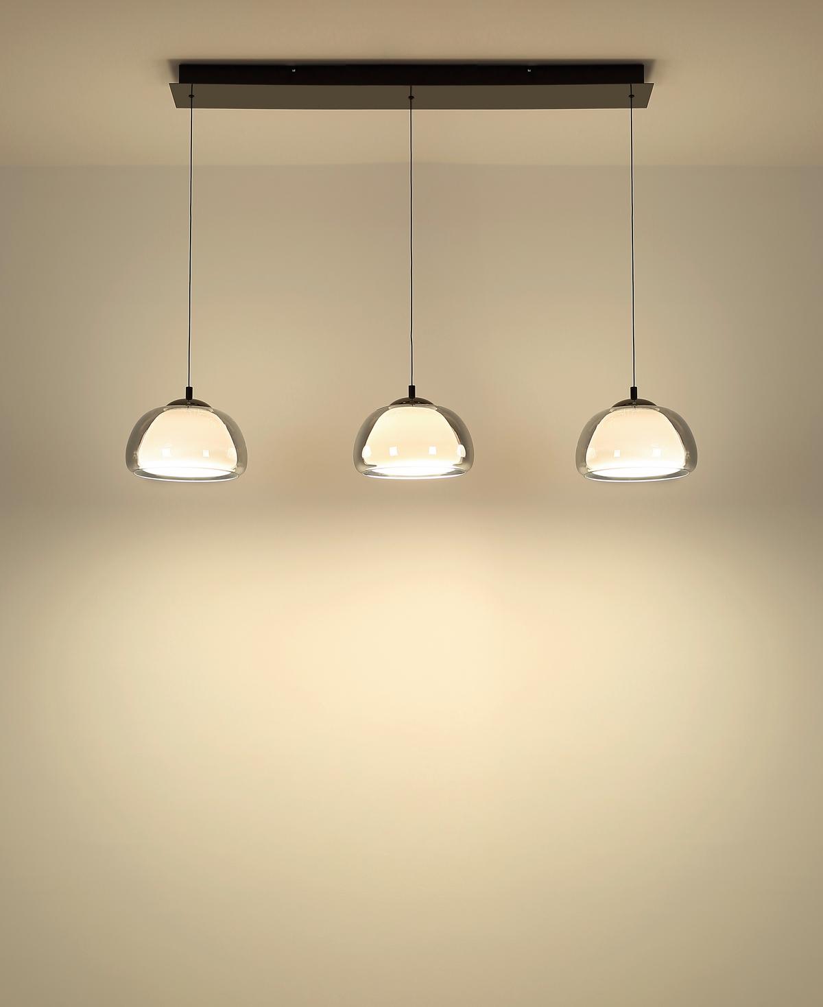 Led Viseća Svjetiljka Avila - bijela/siva, Design, staklo/metal (117/25/150cm) - Globo