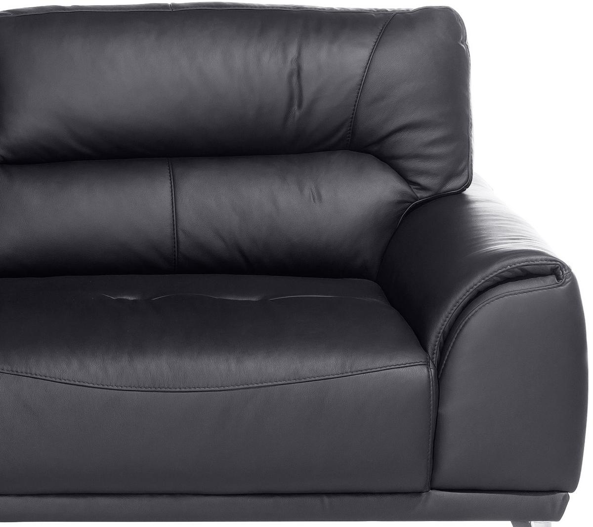 Dreisitzer-Sofa "Frisco" , schwarz - Chromfarben/Schwarz, MODERN, Textil/Metall (210/92/96cm) - MID.YOU