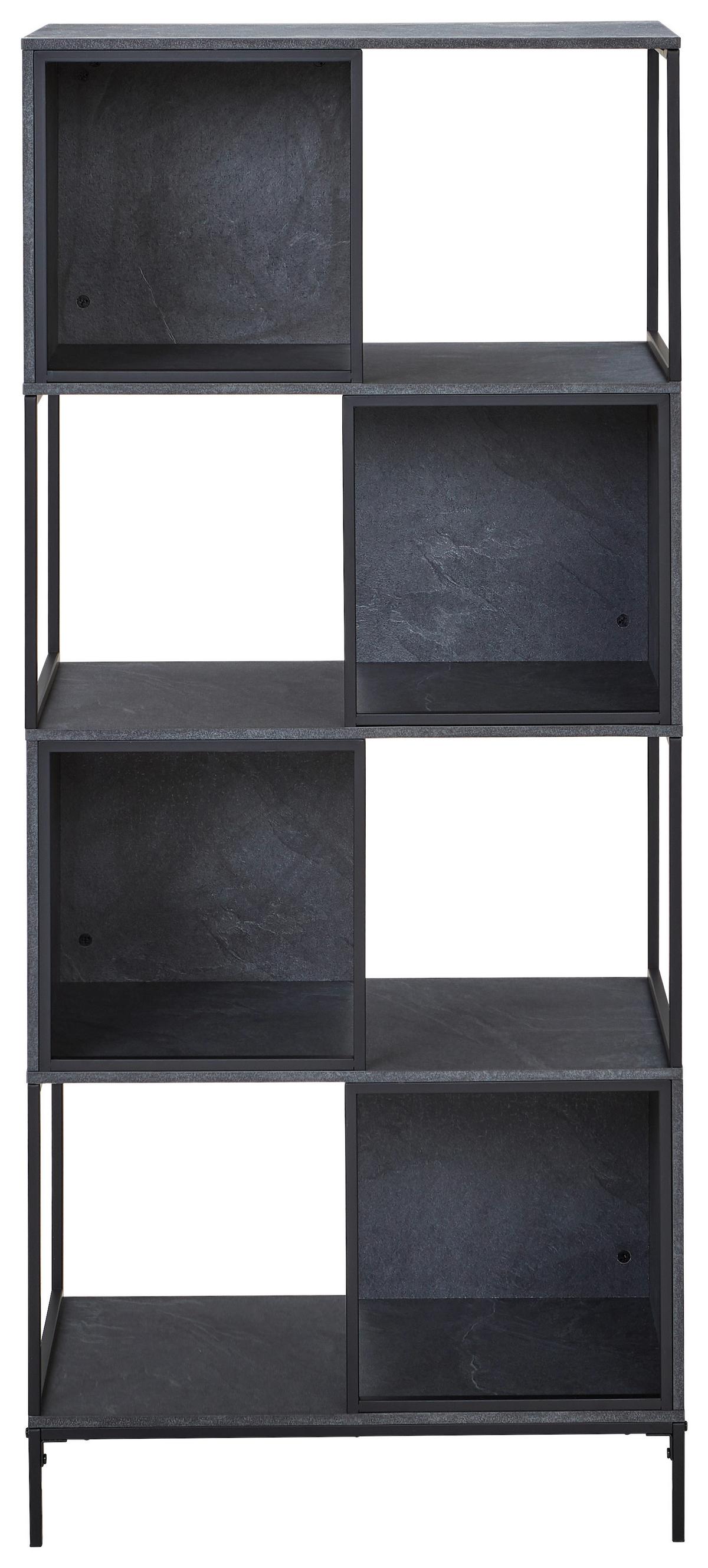 REGAŁ SEVILLA - czarny/szary, Modern, materiał drewnopochodny/metal (70/158/35cm) - PBJ