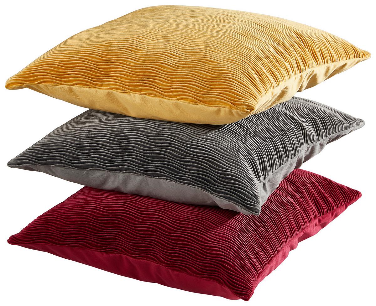 POSZEWKA NA PODUSZKĘ WAVE - bordowy, Basics, tkanina (50/50cm) - Ambiente