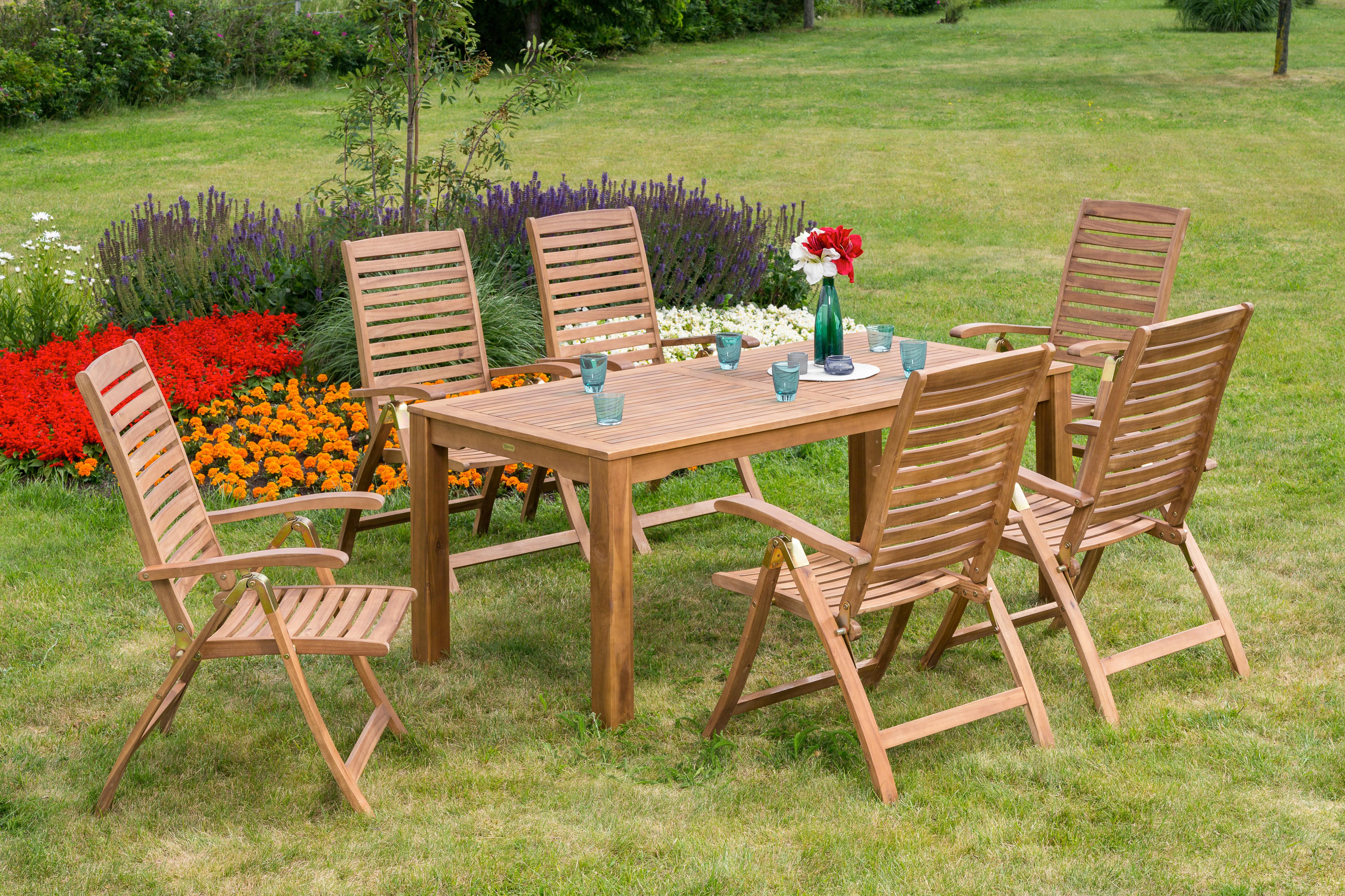 Gartentisch Paraiba Akazie ca. 185x75x90cm - Akaziefarben, ROMANTIK / LANDHAUS, Holz (185/90/75cm) - Gardenson