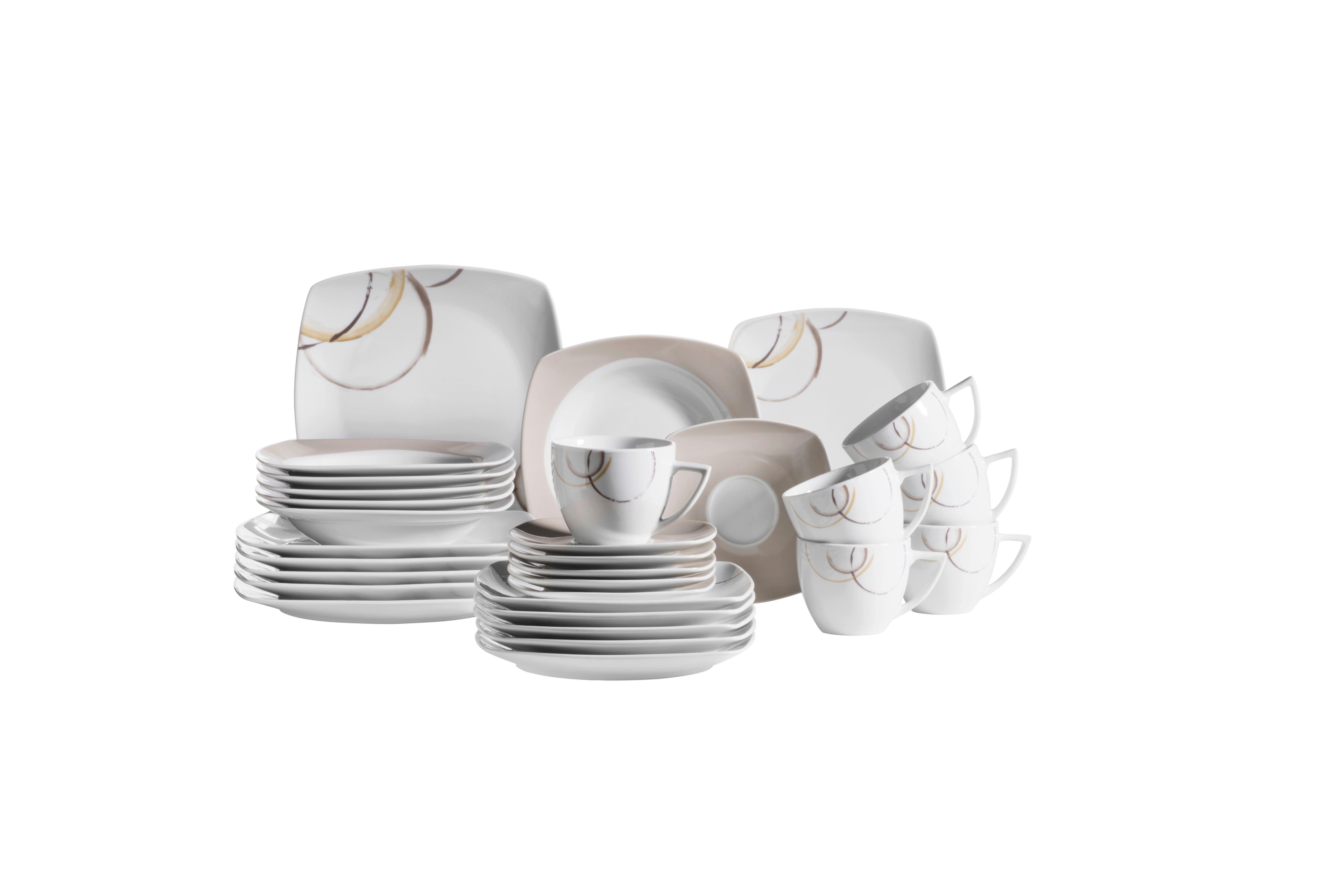 Kombiservice Kombiservice, 931207 - Hellbraun/Weiss, Basics, Keramik - Mäser