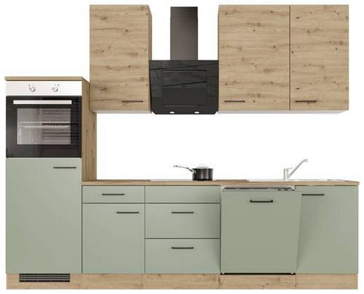 Kuhinjski Blok Cara, Zelena, Hrast - črna/zelena, Konvencionalno, kovina/leseni material (280cm) - FlexWell