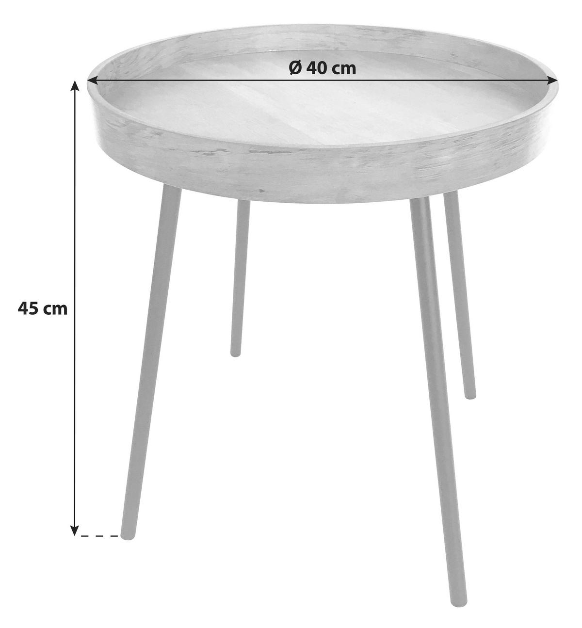 Masa auxiliară Perugia - culoare lemn stejar/negru, Modern, metal/material pe bază de lemn (40/45cm) - Zandiara