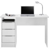 Schreibtisch in Weiß matt - Chromfarben/Weiß, Holzwerkstoff/Metall (120/76/55cm) - Based