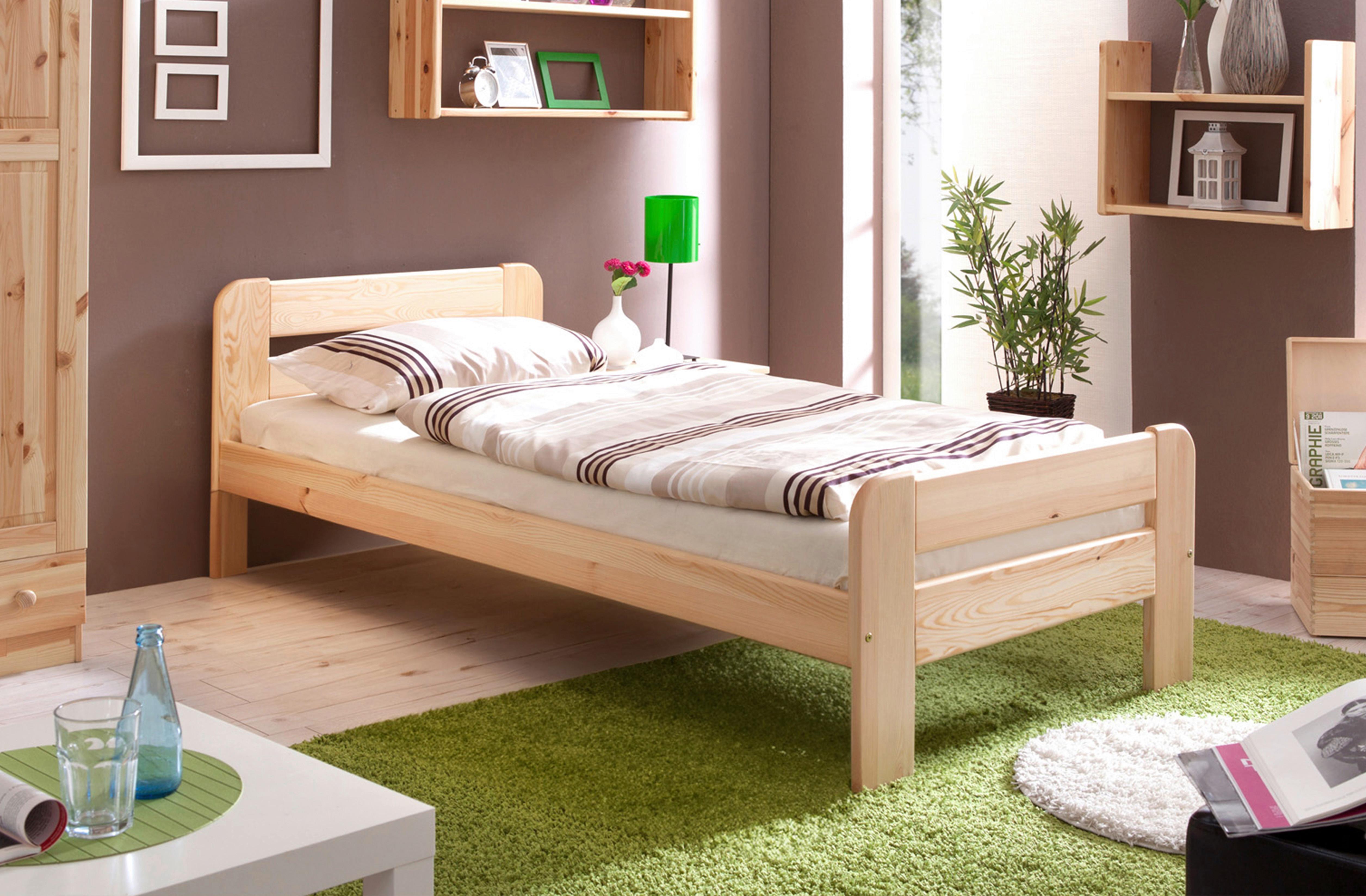 Bett "Bert", aus Kiefer, kieferfarbe - Kieferfarben, Natur, Holz (100/200cm) - MID.YOU