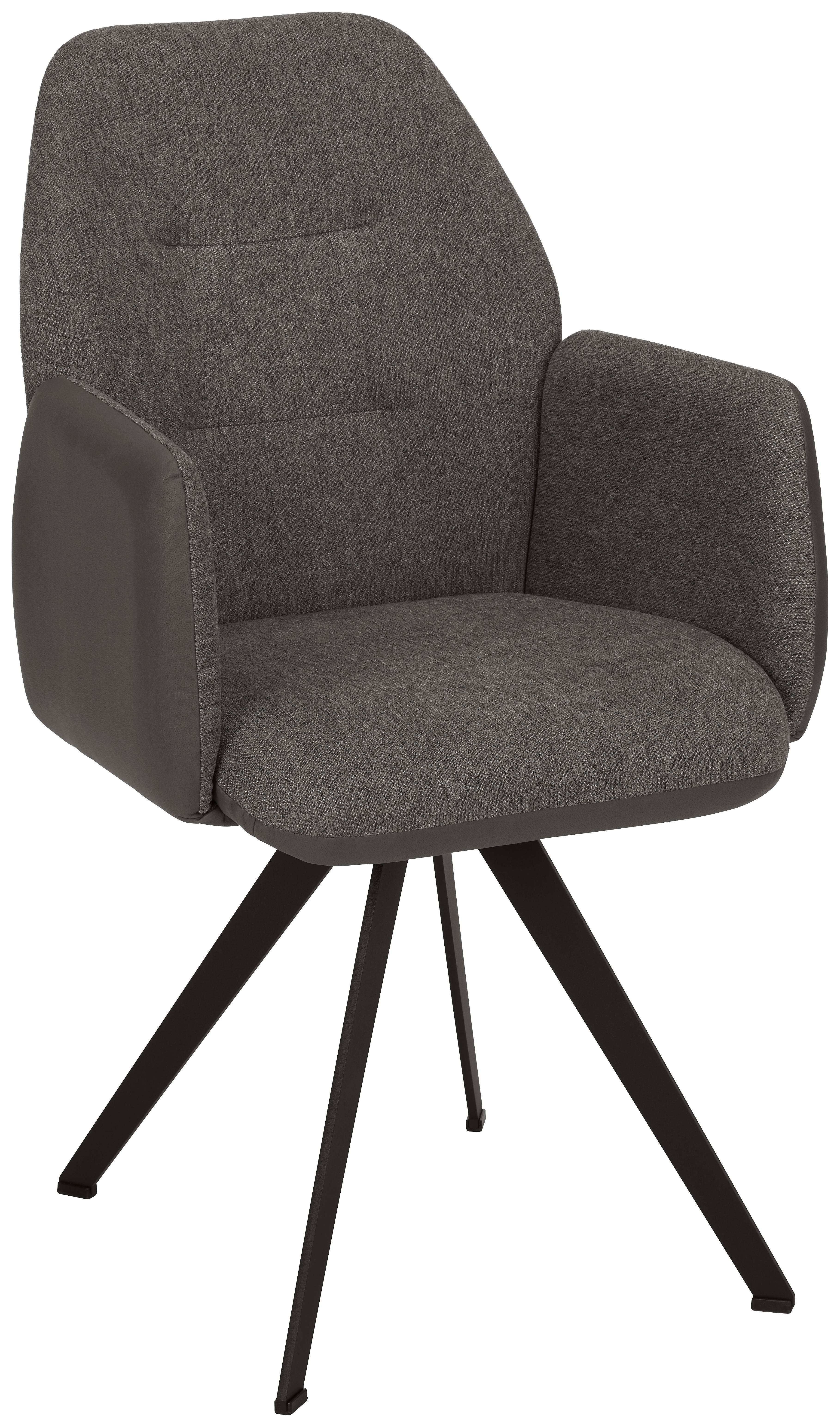 Armlehnstuhl Storm Grau Dunkelgrau - Dunkelgrau/Schwarz, MODERN, Textil/Metall (57/96,5/63cm) - Premium Living