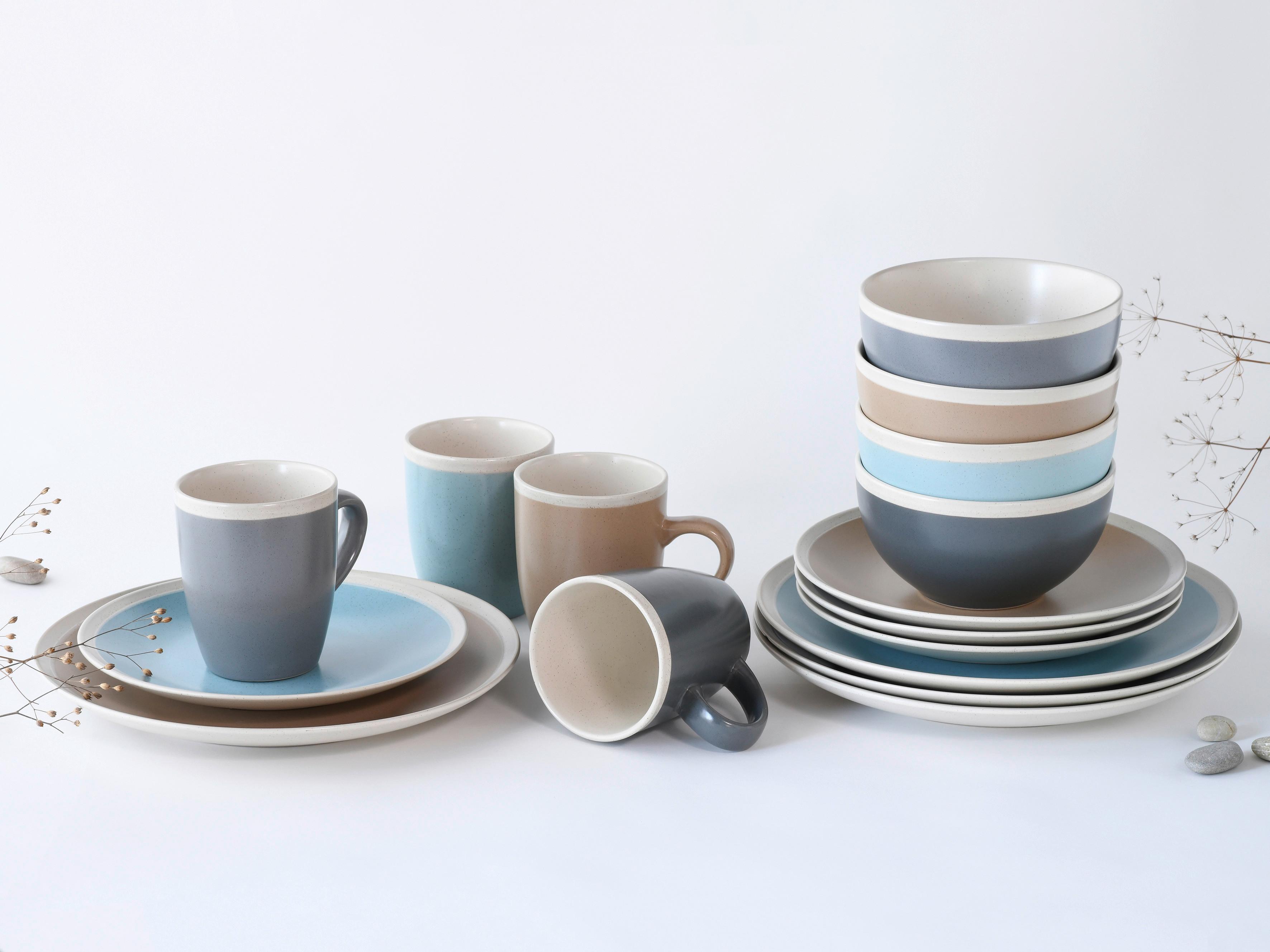 Kombiservice Nordic Living in Multicolor, 16-teilig - Multicolor, KONVENTIONELL, Keramik (38,5/30,5/32,5cm) - Creatable