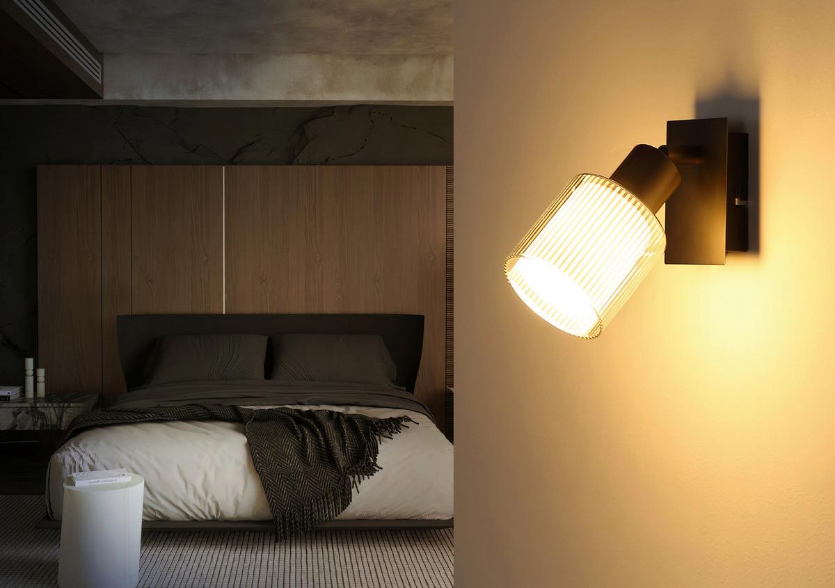 Proiector Villegas - alb/negru cromat, Basics, sticlă/metal (8/18,8cm) - Globo