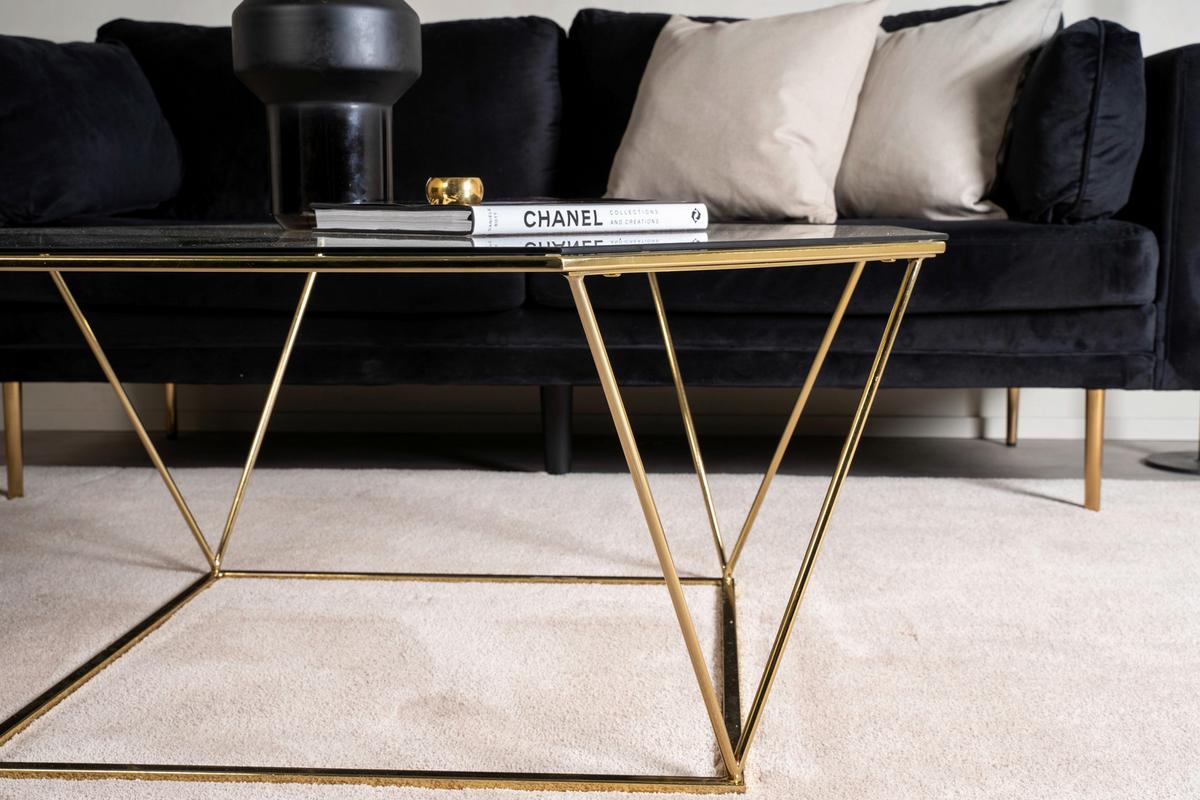 Couchtisch Österlen Goldfarben/Klar - Klar/Goldfarben, Design, Glas/Metall (100/100/45cm) - Livetastic