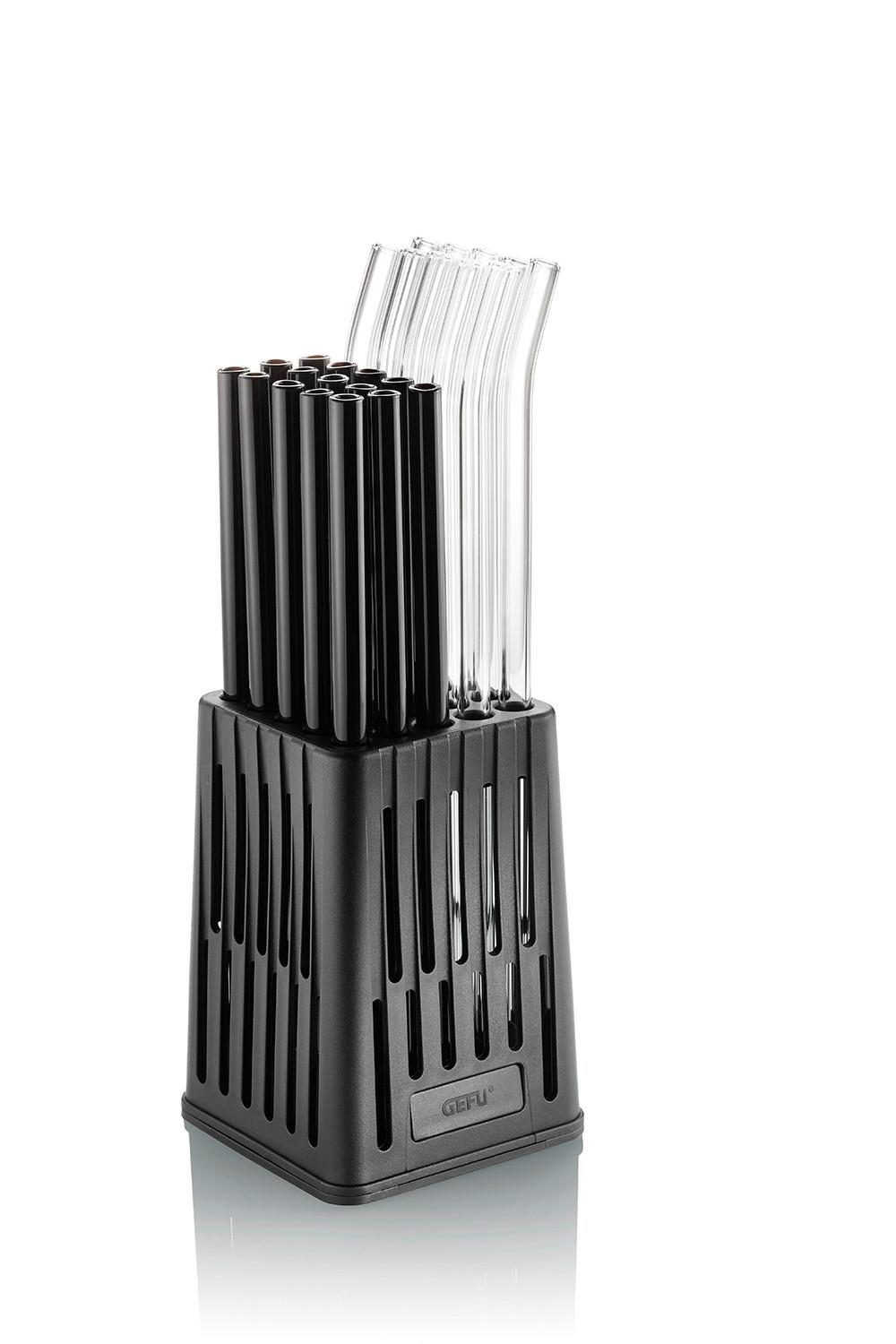 SŁOMKA DO PICIA STOJAK DO SŁOMEK - czarny, Basics, tworzywo sztuczne (7,7/7,7/11cm) - Gefu