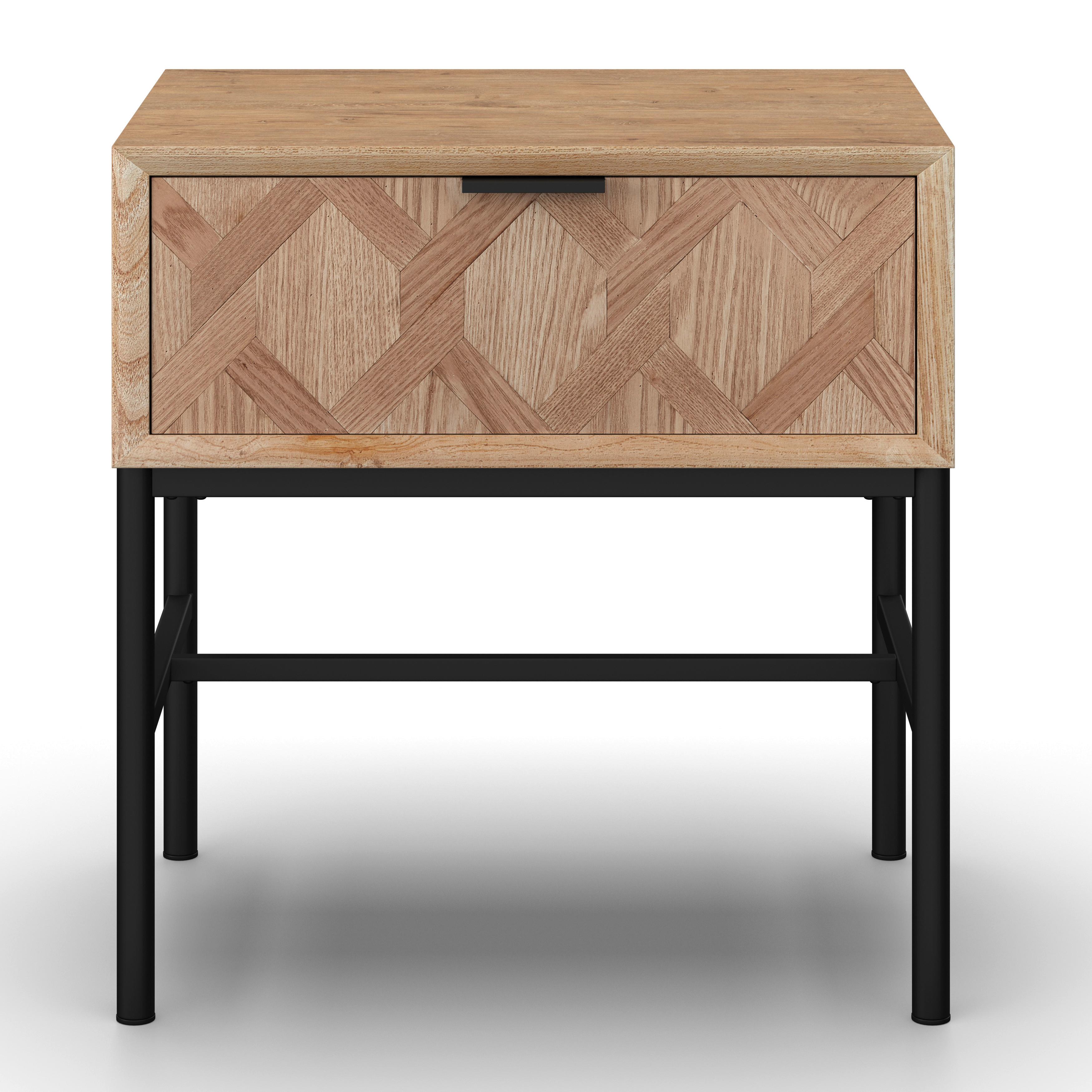 SÄNGBORD MILANO - svart/askfärgad, Modern, metall/trä (47,5/51/36cm) - Bessagi Home