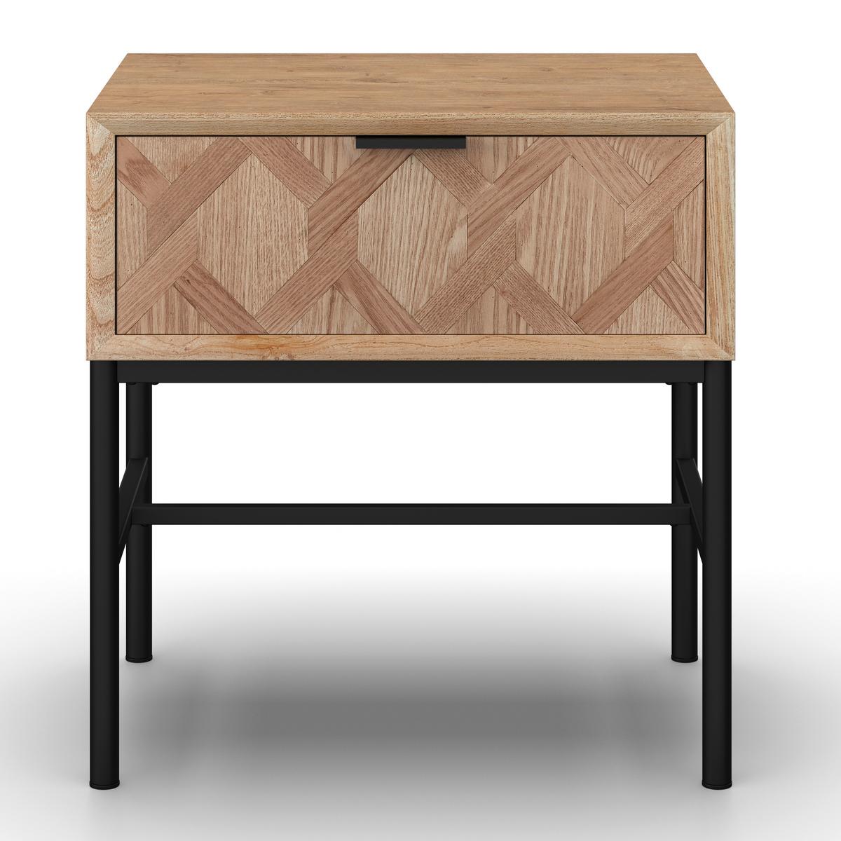 Nočna Omarica Milano, Jesenov Les, Črna - barve jesena/črna, Moderno, kovina/les (47,5/51/36cm) - Bessagi Home