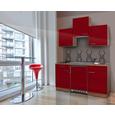 Küchenblock ECONOMY 150 - Eichefarben/Rot, KONVENTIONELL, Holzwerkstoff (150/200/60cm) - Livetastic Küchenblock ECONOMY 150 - Eichefarben/Rot, KONVENTIONELL, Holzwerkstoff (150/200/60cm) - Livetastic
