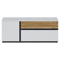 Comodă TV NOVENA - alb/culoare lemn stejar, Trend, material pe bază de lemn (160,2/63,1/40cm) - Modern Living