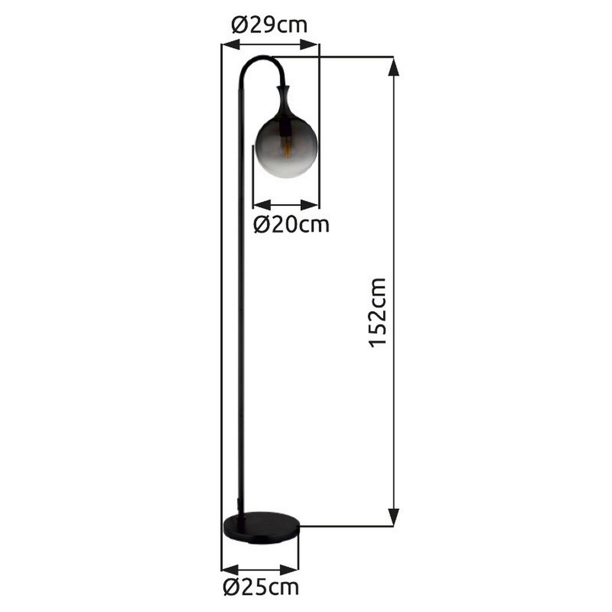 Podna Svjetiljka Dalton - siva/crna, Design, staklo/metal (29/25/152cm) - Globo