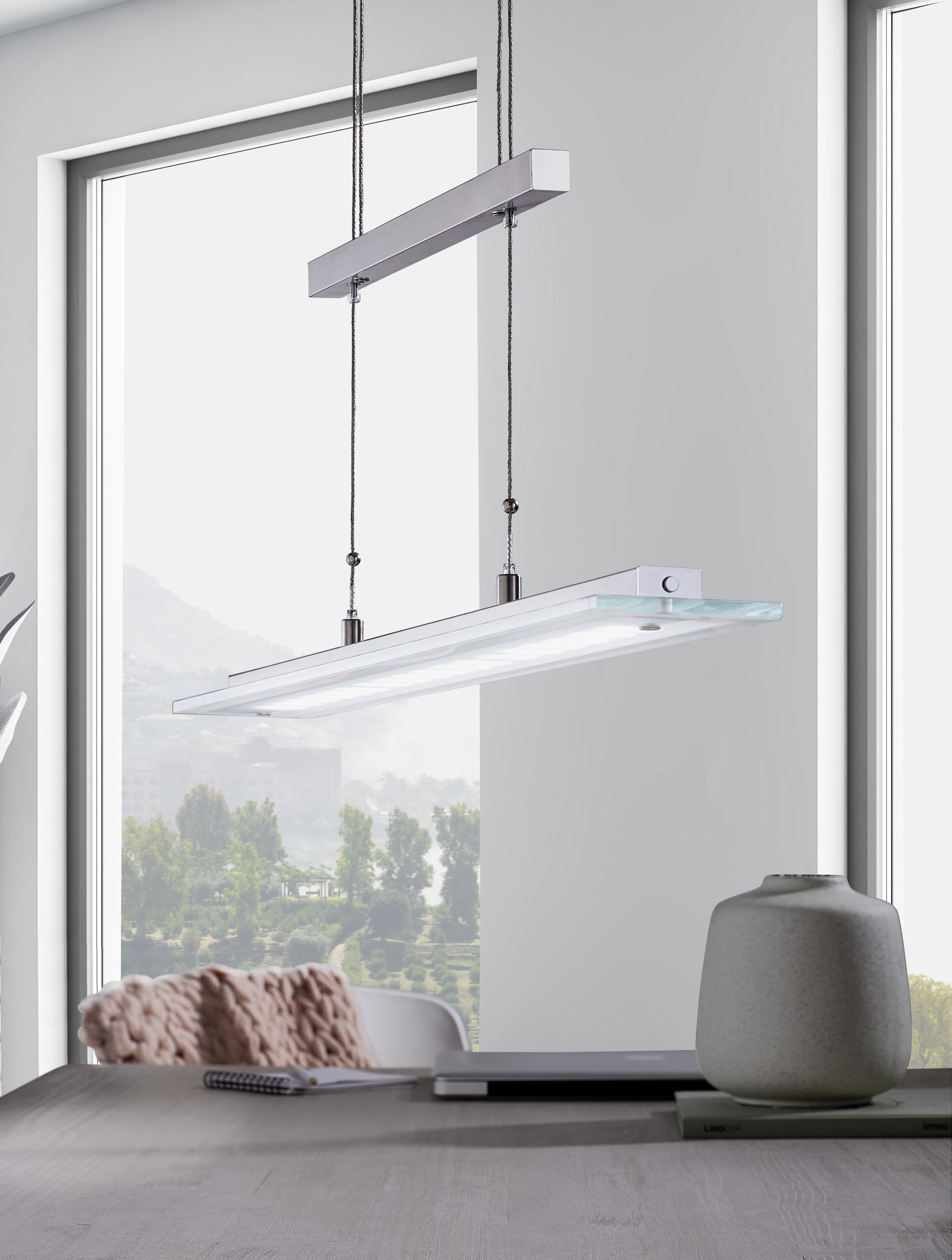 LAMPA WISZĄCA LED 67672 TENSO - kolor niklowy/kolor chromowy, Konventionell, metal/szkło (64/150cm) - Fischer & Honsel