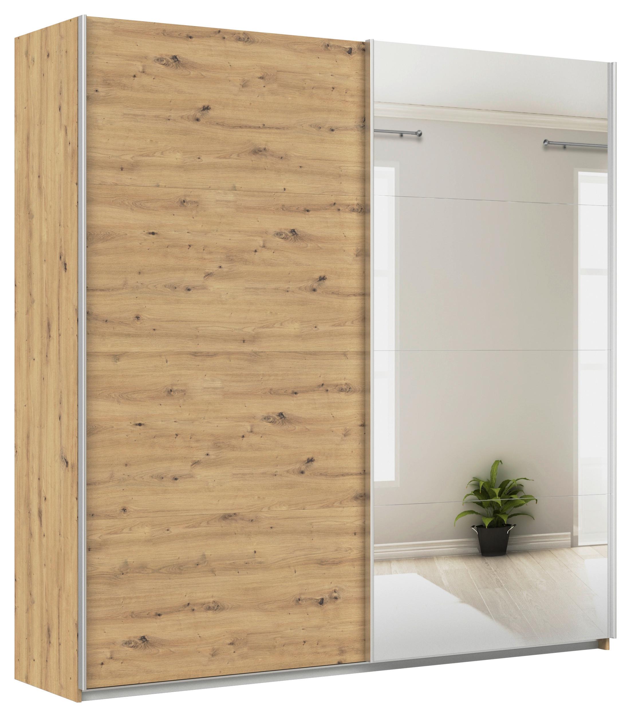 Ormar S Kliznim Vratima Feldkirch - srebrne boje/hrast Artisan, Moderno, drvni materijal/metal (225/229/62cm) - Modern Living