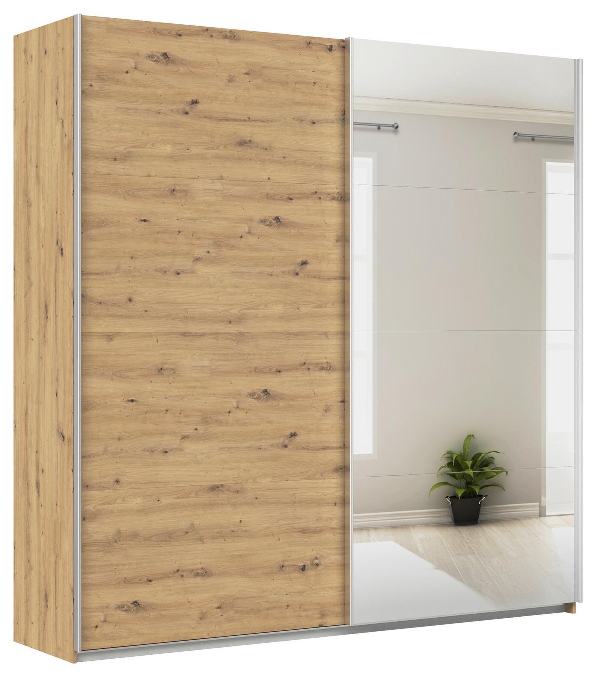 Ormar S Kliznim Vratima Feldkirch - srebrne boje/hrast Artisan, Moderno, drvni materijal/metal (225/229/62cm) - Modern Living