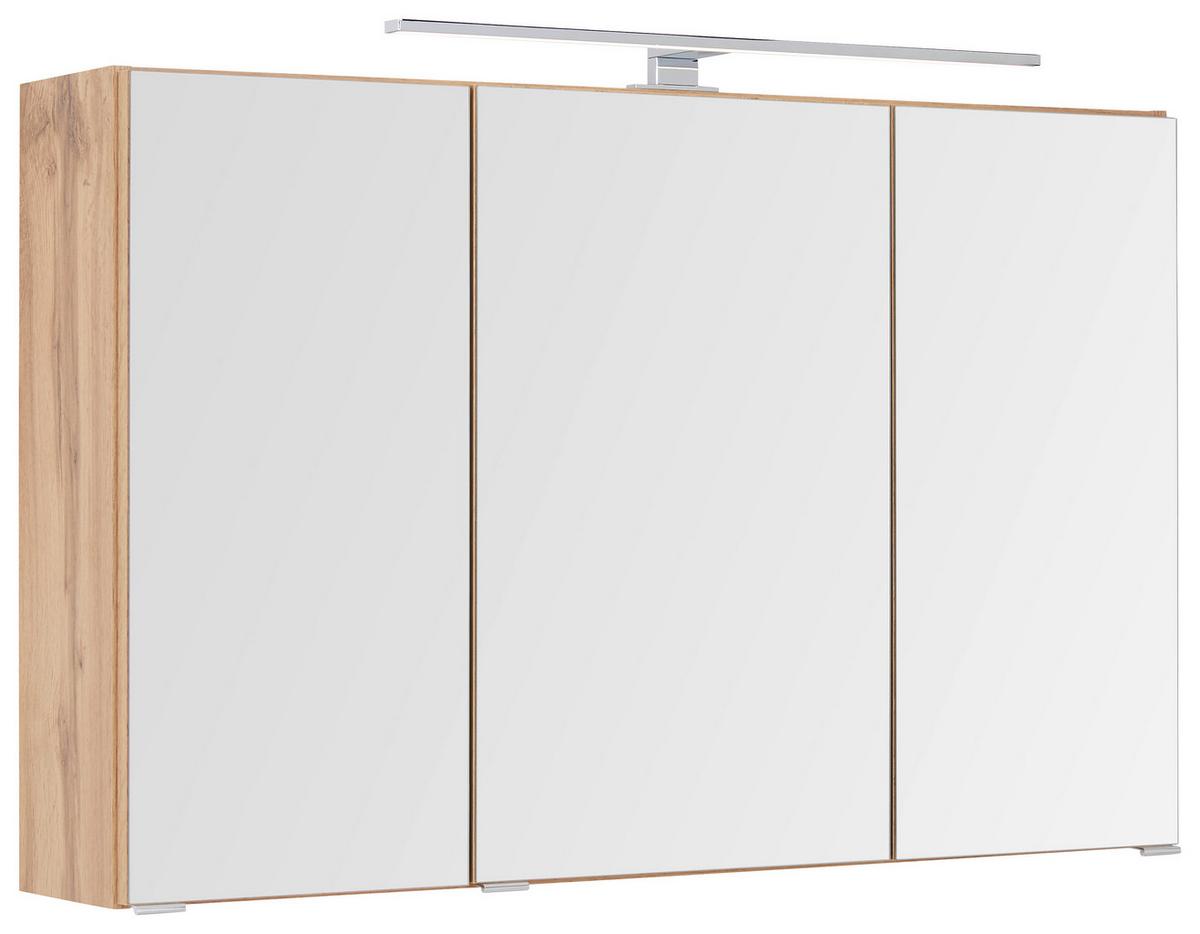 Dulap cu oglindă Florida - culoare lemn stejar, Modern, material pe bază de lemn (100/64/20cm) - Premium Living