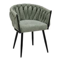 Naslanjač Weavy -Trend- - črna/svetlo zelena, Moderno, kovina/tekstil (64/78/55cm) - Premium Living