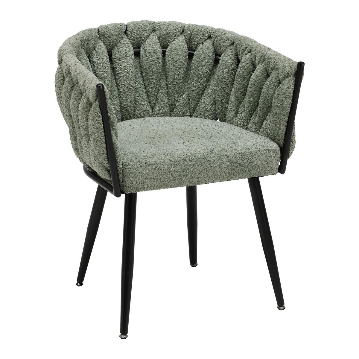 Naslanjač Weavy -Trend- - črna/svetlo zelena, Moderno, kovina/tekstil (64/78/55cm) - Premium Living