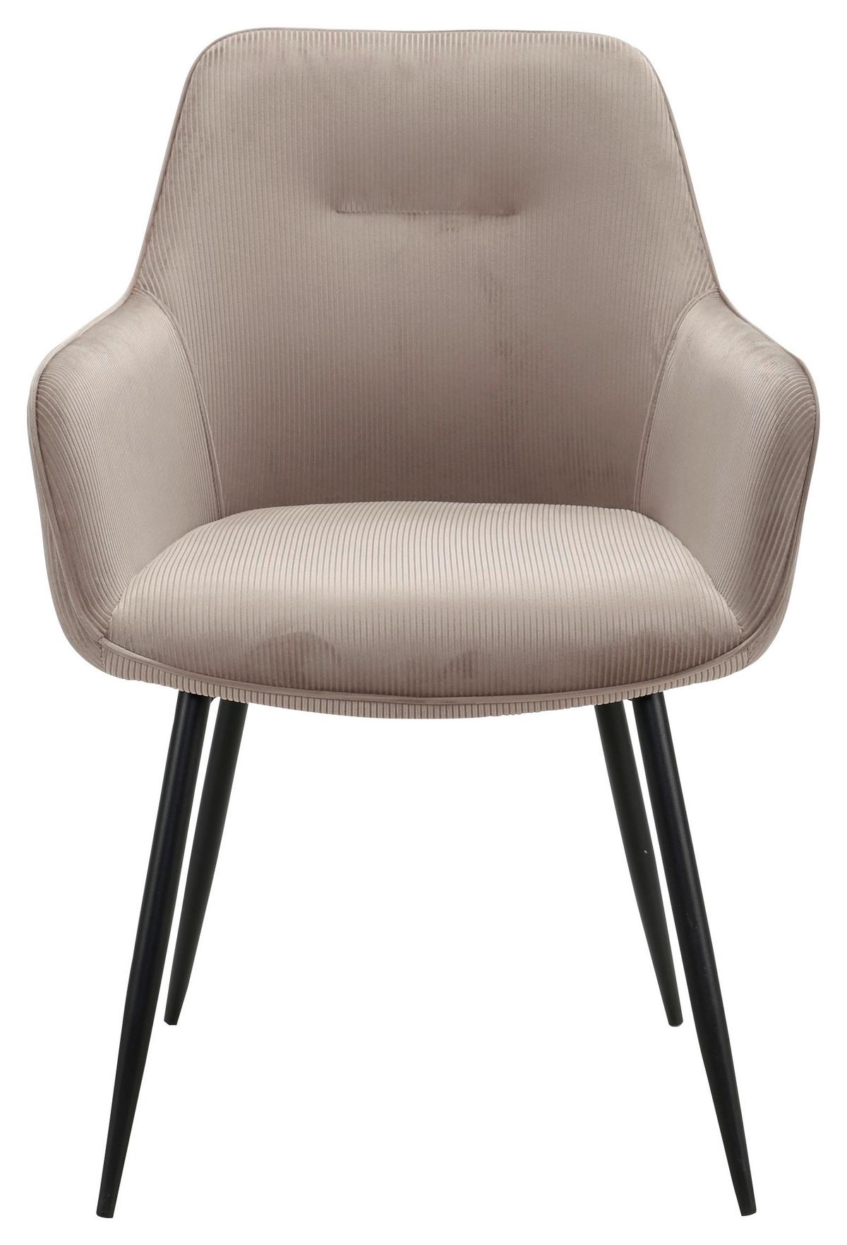 KRZESŁO Z PODŁOKIETNIKAMI FOX - czarny/taupe, Design, metal/tkanina (57/85/60cm) - Novel