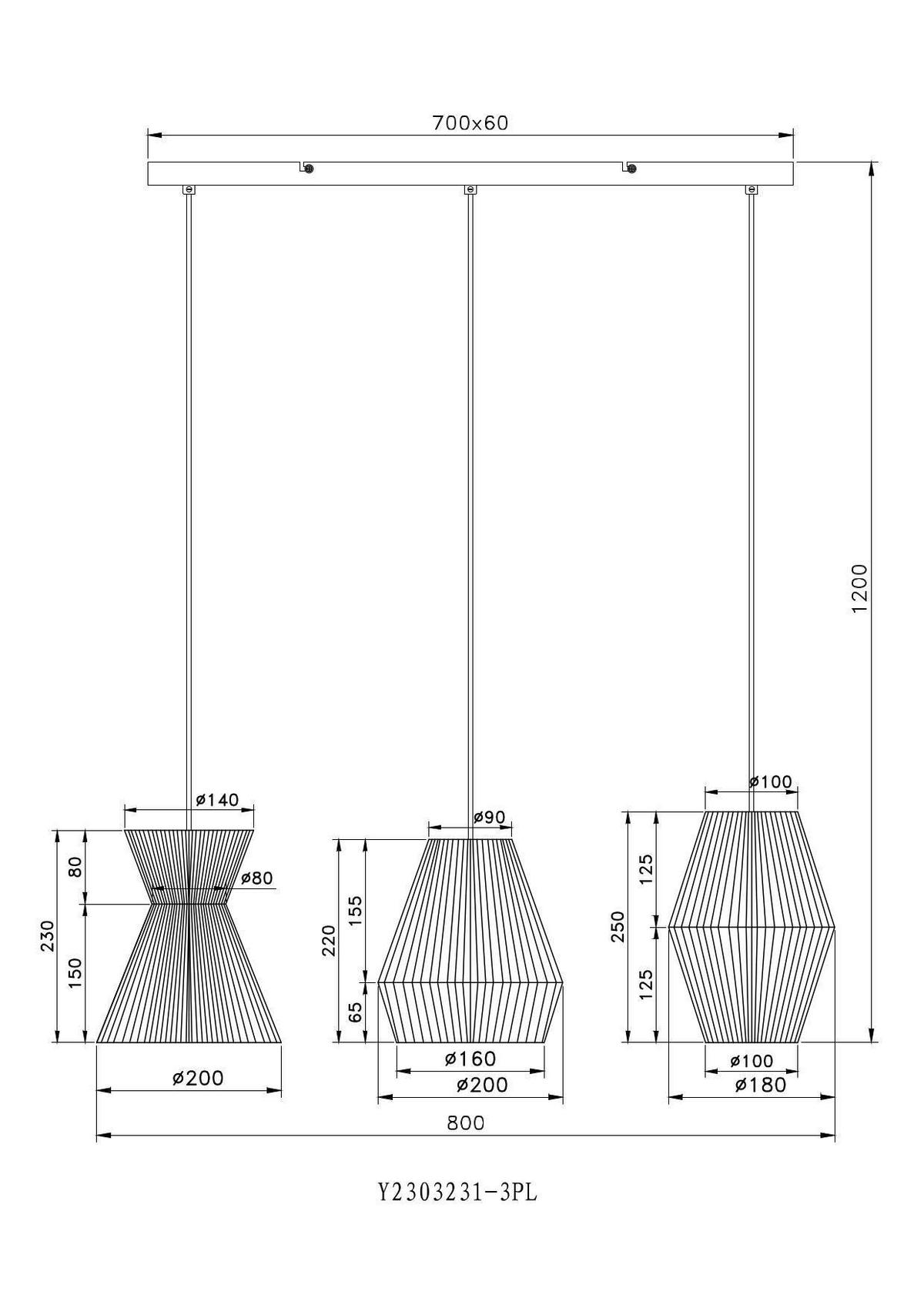 Függőlámpa Naturm - fekete/natúr, Konventionell, fém/papír (80/20/120cm) - Modern Living