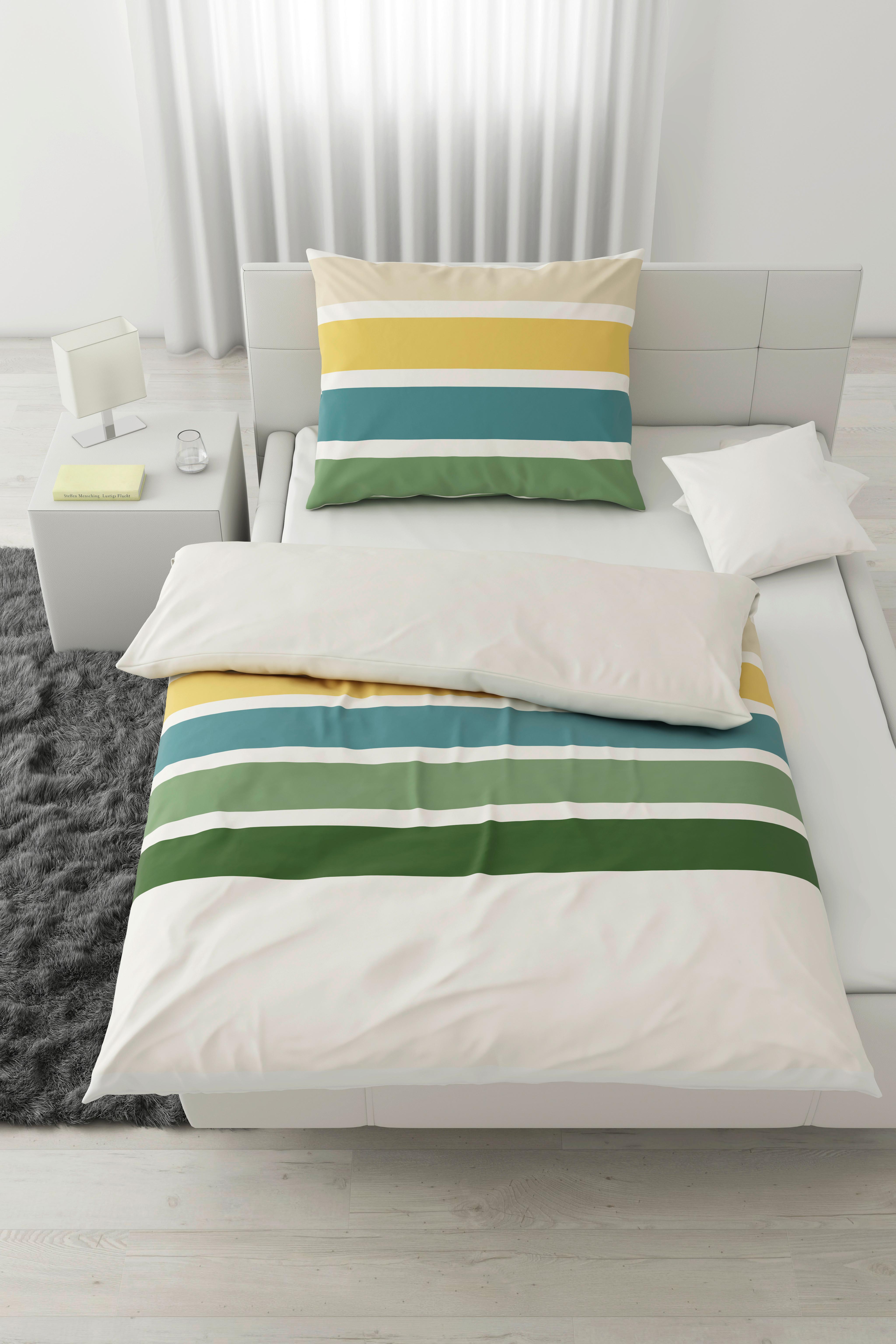 Ágyneműhuzat-garnitúra Silke - sárga/zöld, Modern, textil (140/200cm) - Modern Living