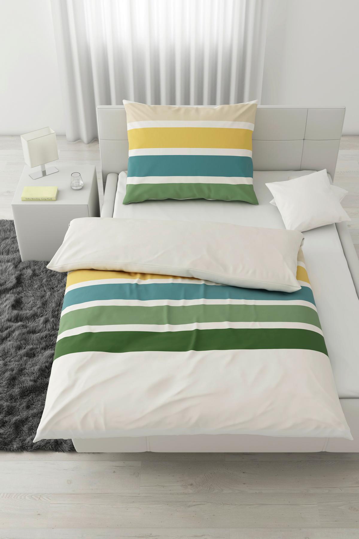 Ágyneműhuzat-garnitúra Silke - sárga/zöld, Modern, textil (140/200cm) - Modern Living