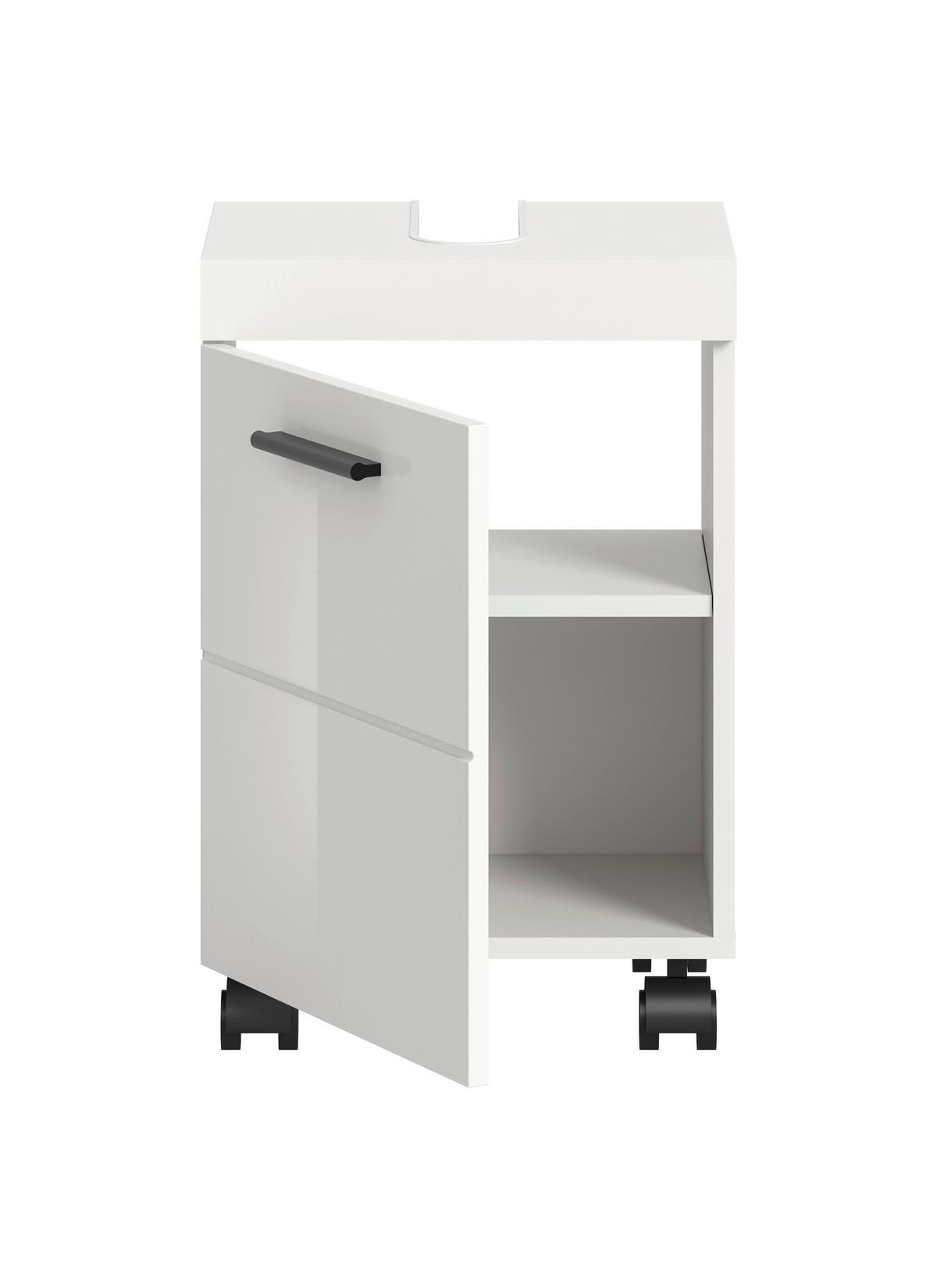 Waschbeckenunterschrank NOVA Weiß Hochglanz - Weiß Hochglanz/Schwarz, Trend, Holzwerkstoff/Kunststoff (40cm) - MID.YOU