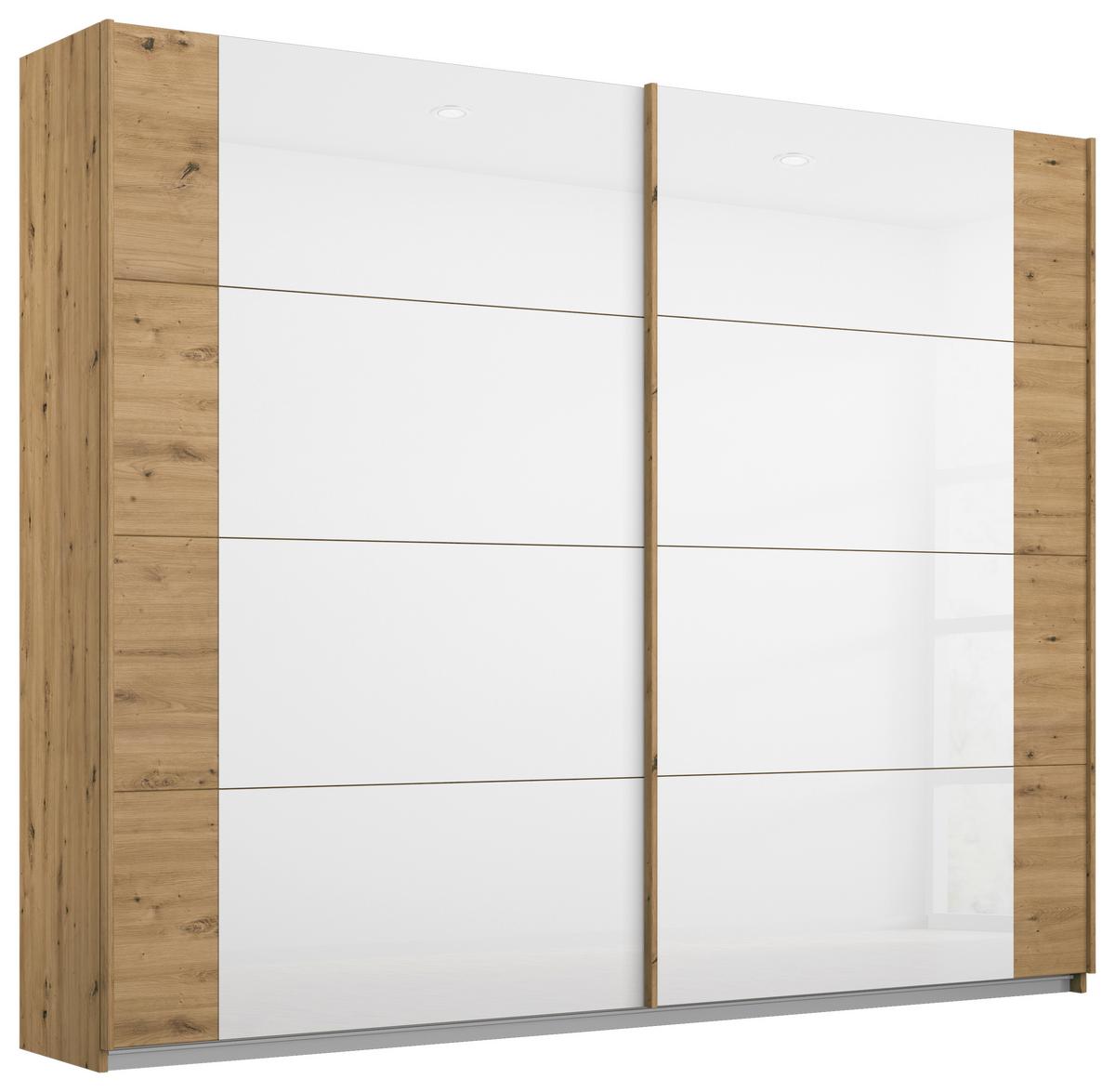 DULAP USI CULISANTE ARTEMIS - alb/stejar Artisan, Modern, sticlă/material pe bază de lemn (226/210/62cm) - Modern Living