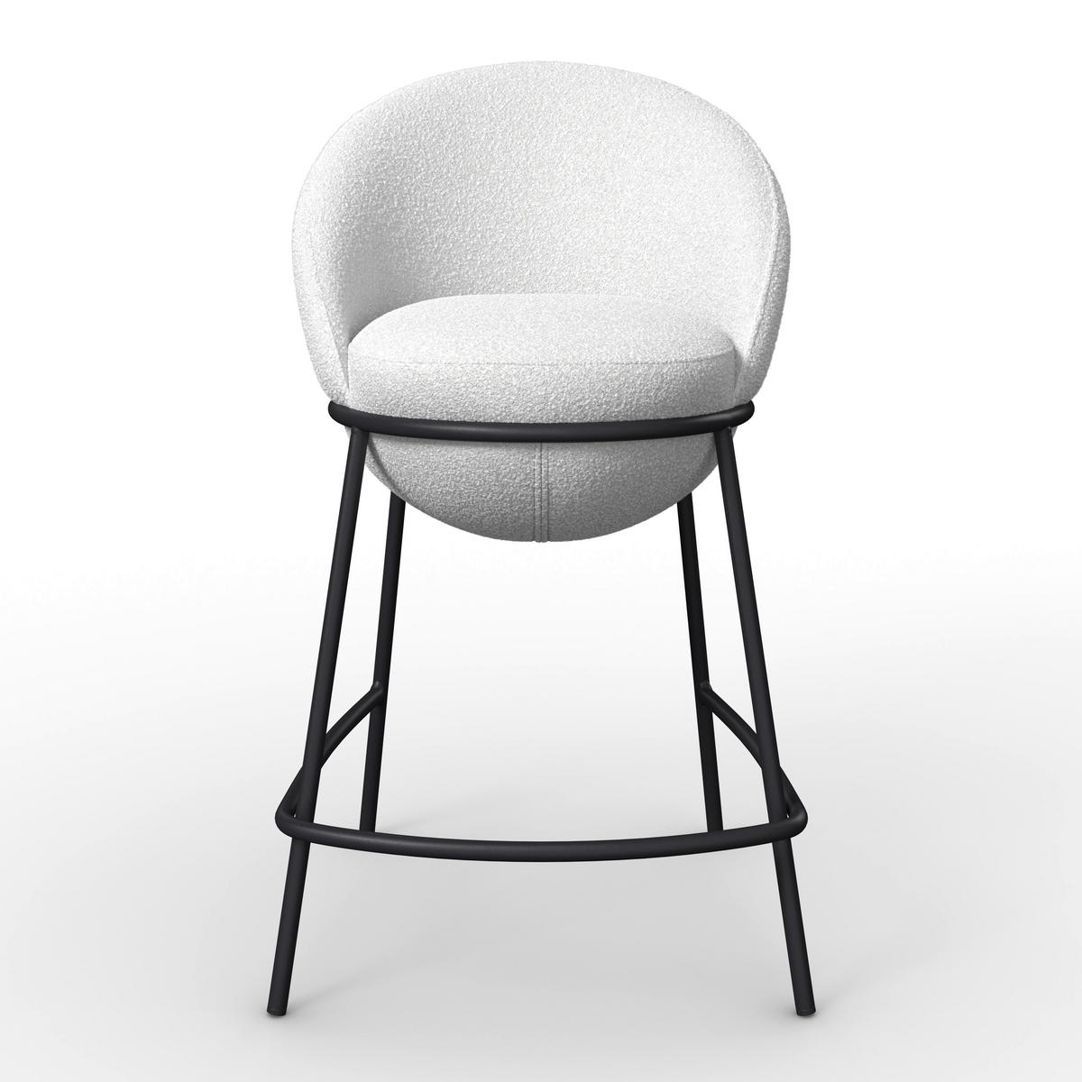 Barhocker Zoa Creme Struktur Gepolstert - Creme/Schwarz, MODERN, Holz/Textil (50/110/58cm) - Bessagi Home