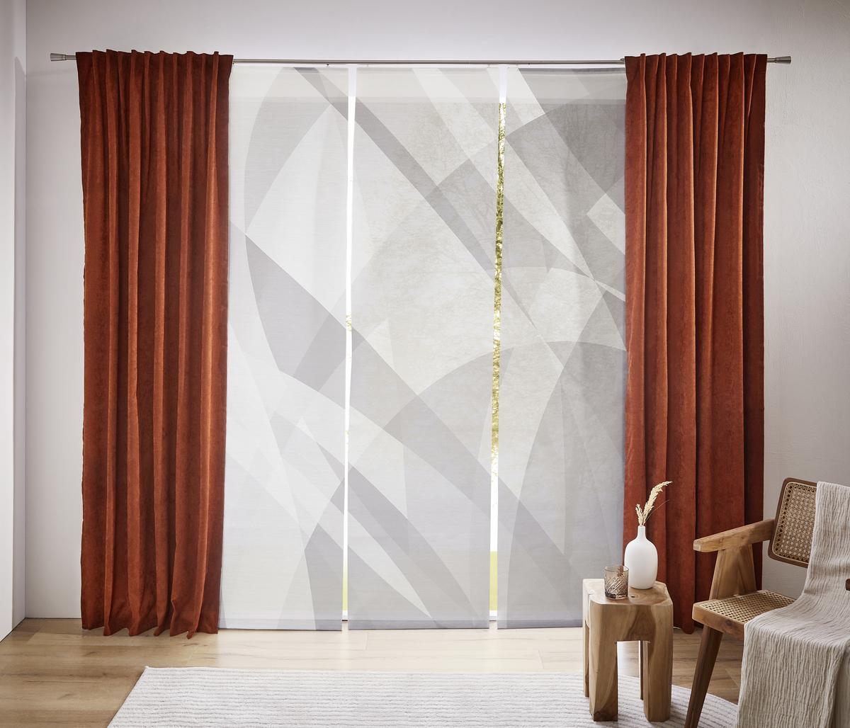 ZASŁONA PANELOWA KALEIDO - antracytowy/kolor srebrny, Design, tkanina (60/245cm) - Novel