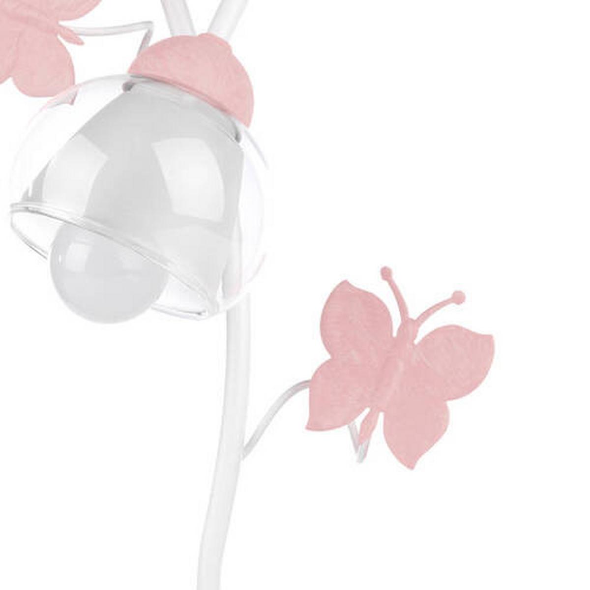 Kindertischleuchte Butterfly Weiß/Pink max. 6 Watt - Pink/Weiß, Basics, Glas/Metall (16/37cm)