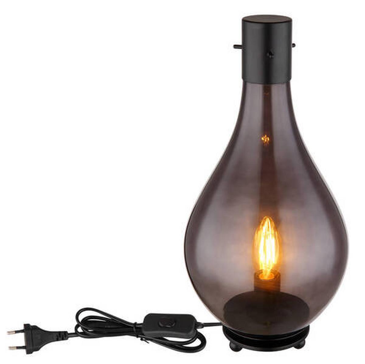 Tischleuchte Oskus Schwarz max. 40 Watt - Schwarz, Basics, Glas/Metall (18/35cm) - Globo