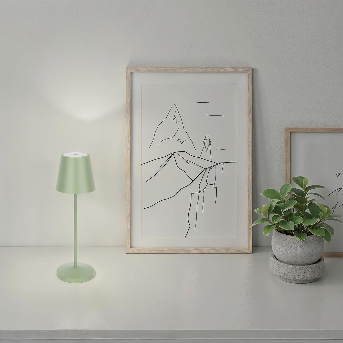 LAMPA STOŁOWA Z AKUMULATOREM DENVER *SBN* - zielony, Trend, metal (11/35cm) - Novel