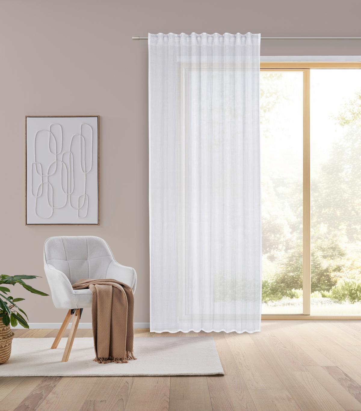 Končana Zavesa Ramona - bela, Moderno, tekstil (135/245cm) - Modern Living